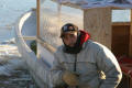 taxi boat driver waiting for passengers at moosonee