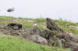 ice along the shore of the Moose River at Moosonee, Ontario June 18, 2006