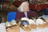 Rosie Blueboy selling crafts in Moosonee